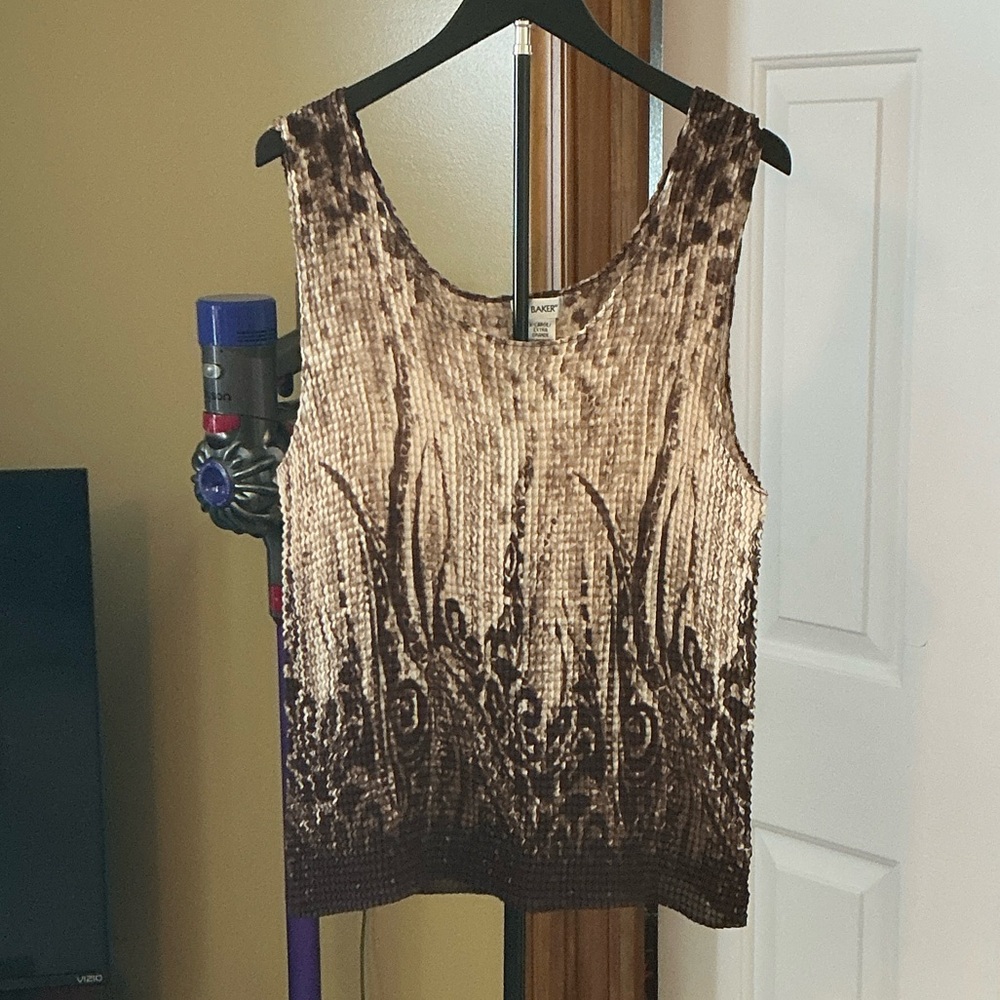 Liz Baker Brown and Cream Patterned Tank Top